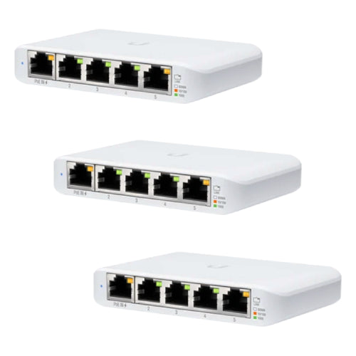 Ubiquiti USW-Flex-Mini UniFi 5-Port Managed GbE Access Switch, Three Pack